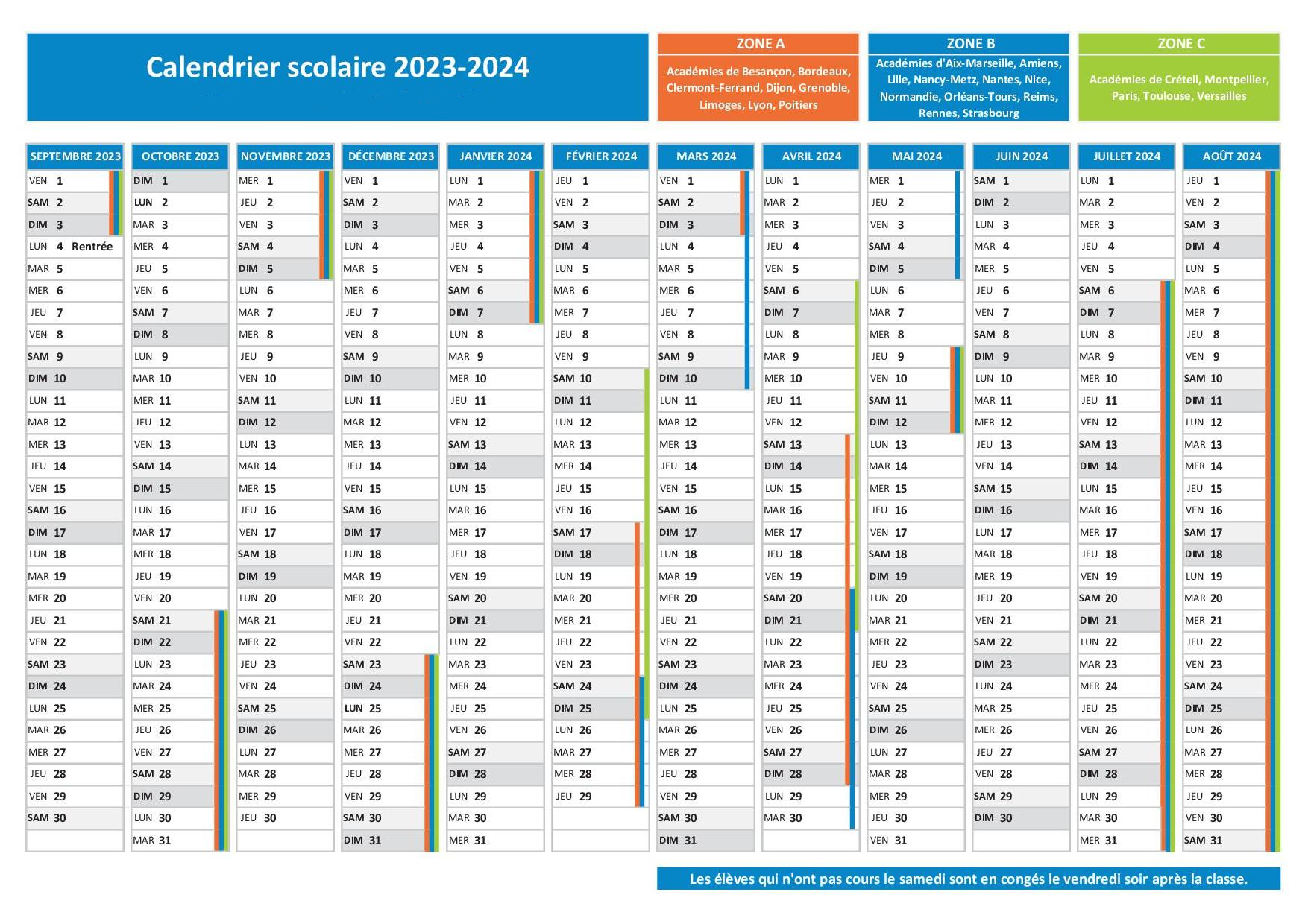 Vacances Scolaires GOUV : Calendriers Scolaires Officiels 2023-2024 -2025-2026